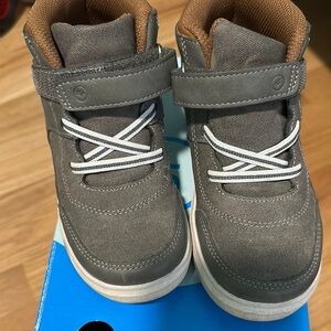 Stride Rite Gray and Brown Boots with Velcro Strap